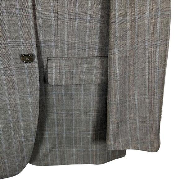 Bachrach 100% Wool Plaid Taupe Brown 2 Button Suit Jacket Blazer sz 42 Long 42L - Picture 5 of 16